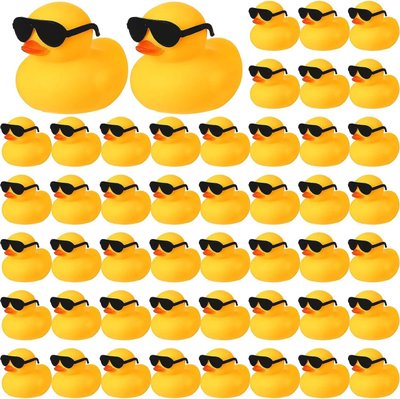 48 однотонних жовтих качок + чорні сонцезахисні окуляри 8000004 фото
